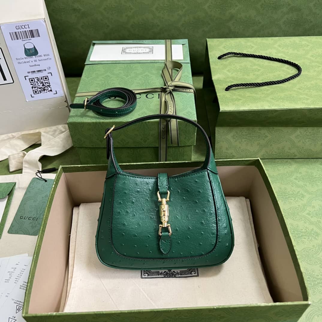 Gucci Jackie 1961 Ostrich Mini Hobo 637091 Replica Shoulder Bag - DEEPREPS