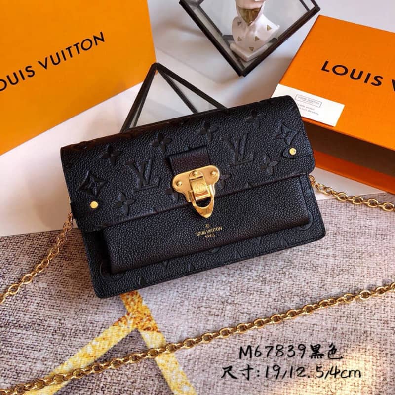 Louis Vuitton Monogram Empreinte Vavin Chain Long Wallet Replica Black M67839 - DEEPREPS
