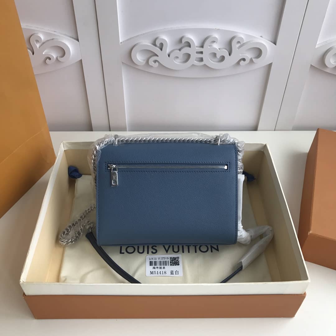 Louis Vuitton MyLockMe BB Calf Chain Replica Shoulder Bag Blue White M51418 - DEEPREPS