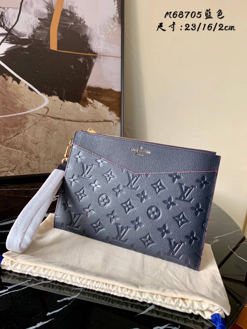 Louis Vuitton Pochette Melanie MM Monogram Empreinte Replica Clutch Blue M68705 - DEEPREPS
