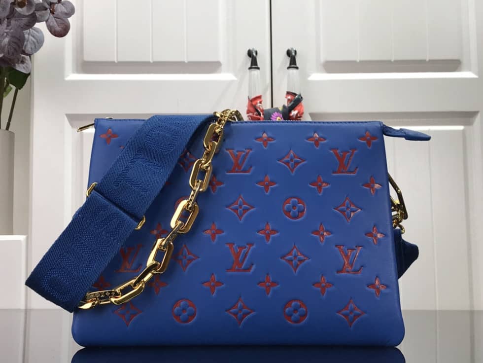 Louis Vuitton Embossed Lambskin Coussin PM Blue M58628 Replica Shoulder Bag - DEEPREPS