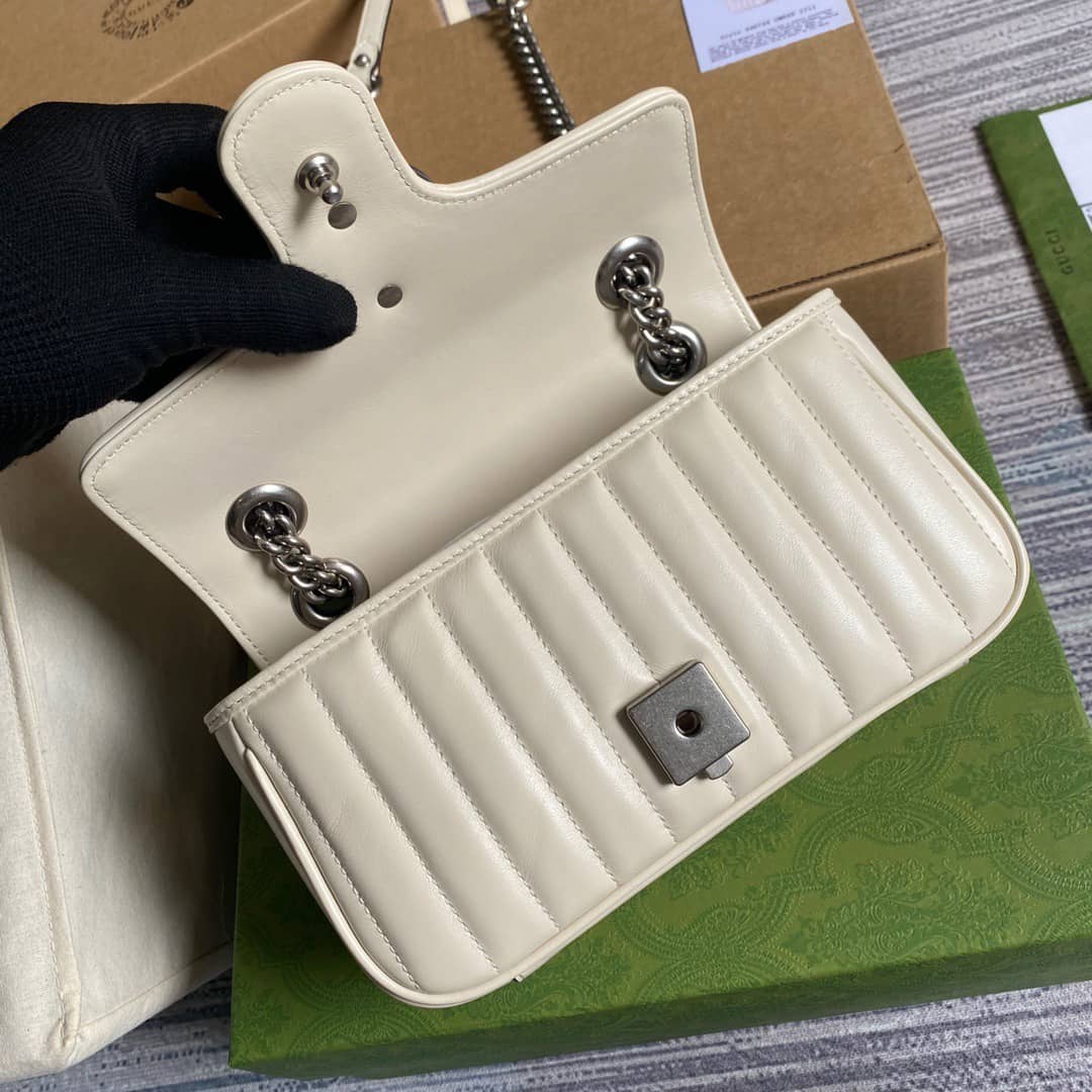 Gucci GG Marmont Mini Matelasse Shoulder Bag Replica White 446744 - DEEPREPS