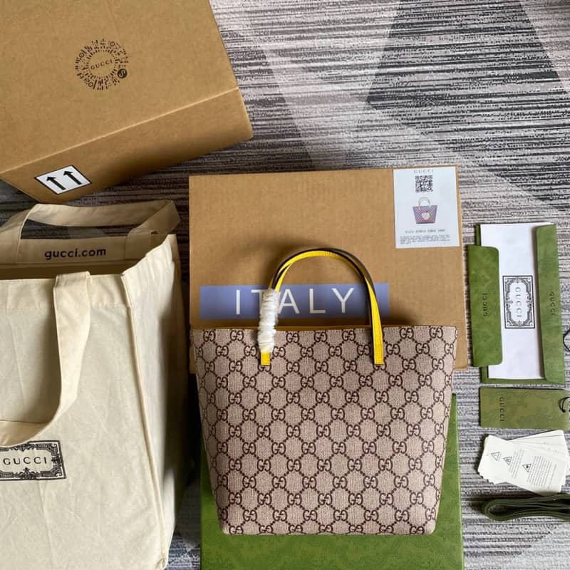 Gucci Children GG Supreme Canvas Replica Tote Brown 410812 - DEEPREPS