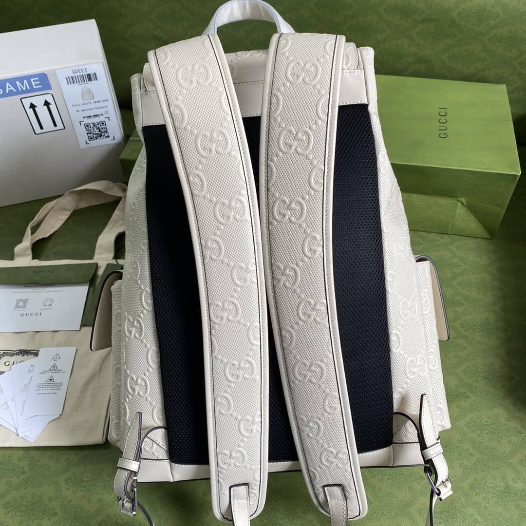 Gucci GG Embossed Backpack Replica White 625770 - DEEPREPS