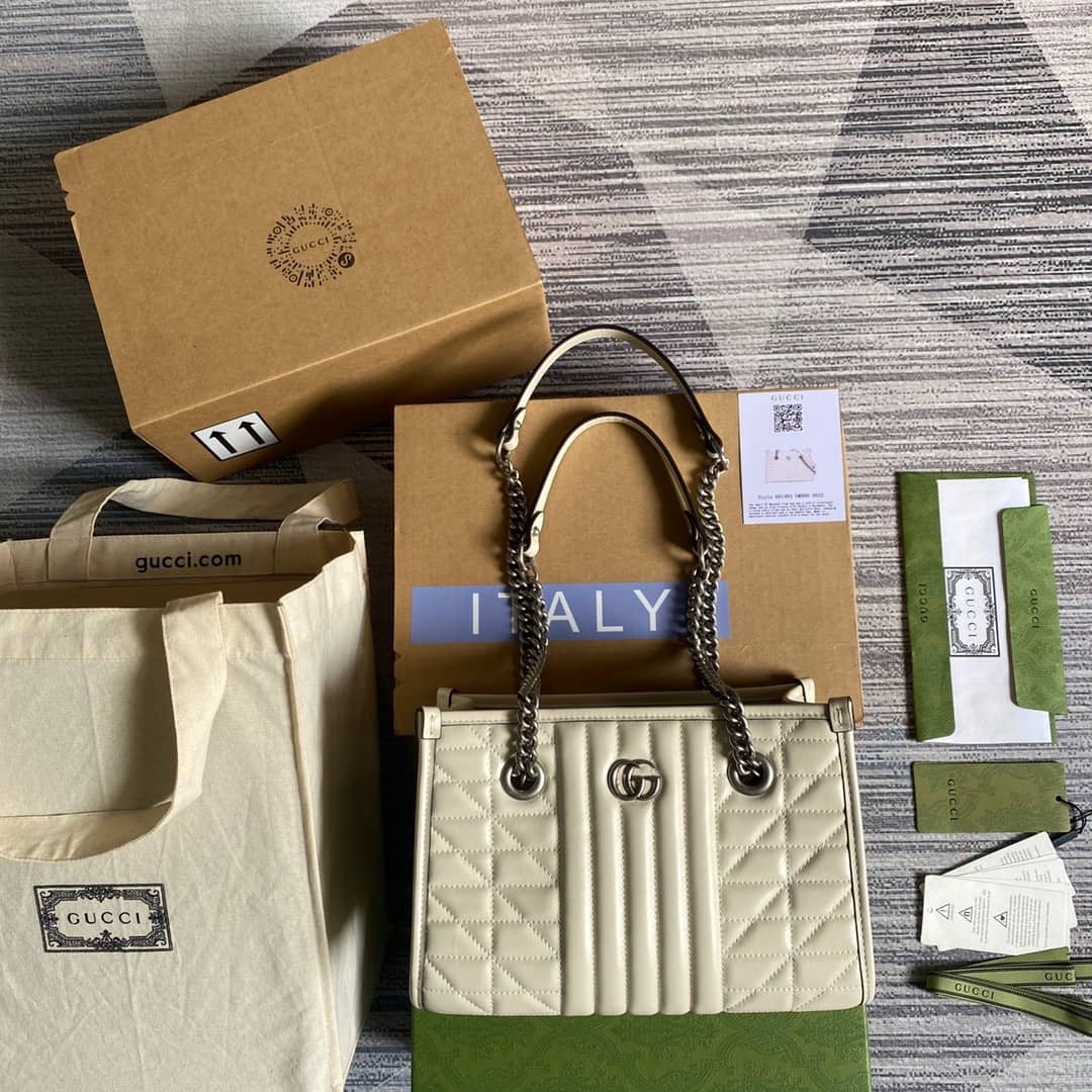 Gucci GG Marmont Small Tote Bag Replica White 681483 - DEEPREPS