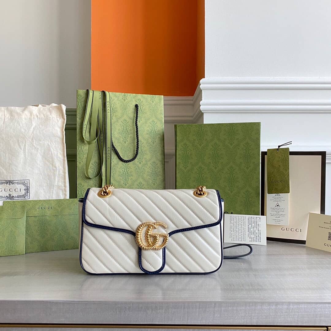 Gucci GG Marmont Matelasse Shoulder Bag Replica White 443497 - DEEPREPS