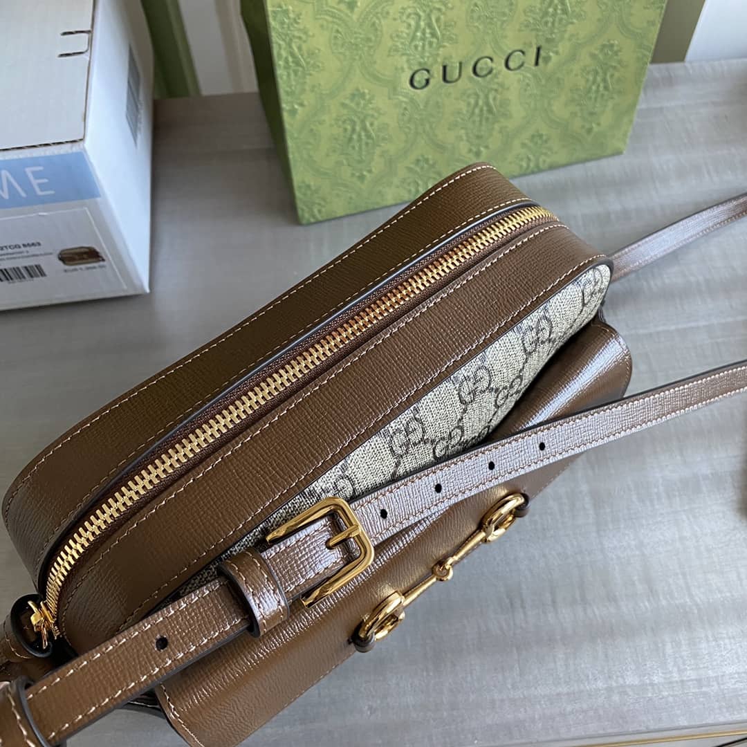 Gucci Horsebit 1955 GG Crossbody Bag Replica Brown 645454 - DEEPREPS