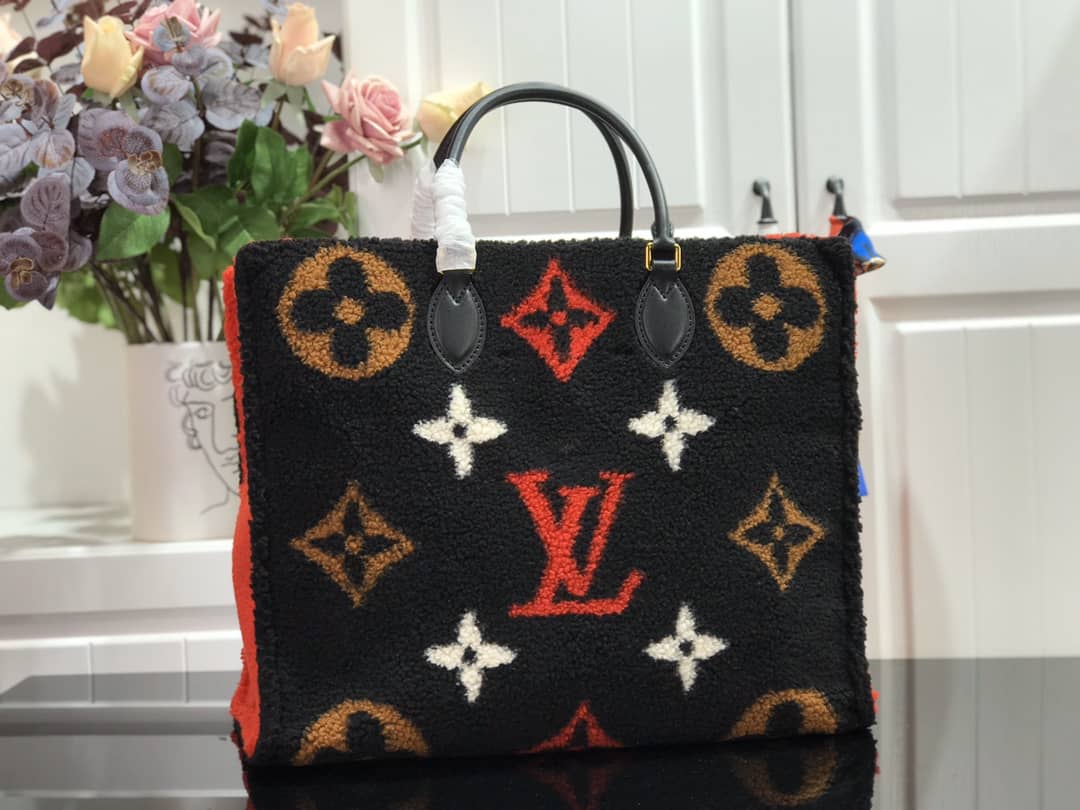 Louis Vuitton Onthego Teddy Shearling Limited GM Tote Replica Black M55421 - DEEPREPS