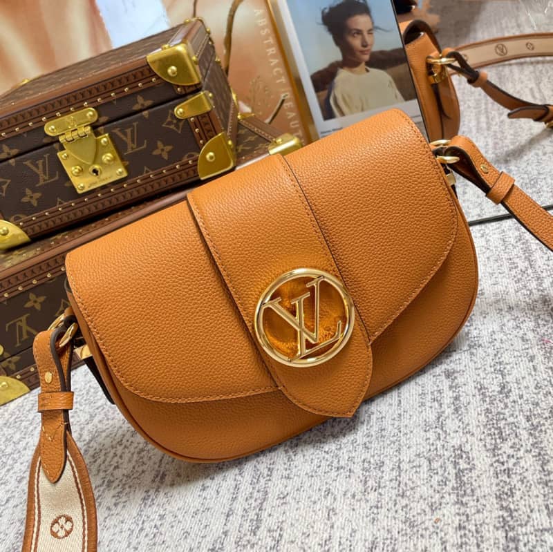 Louis Vuitton Pont 9 Soft MM Grained Calfskin Leather Replica Bag Orange M58968 - DEEPREPS