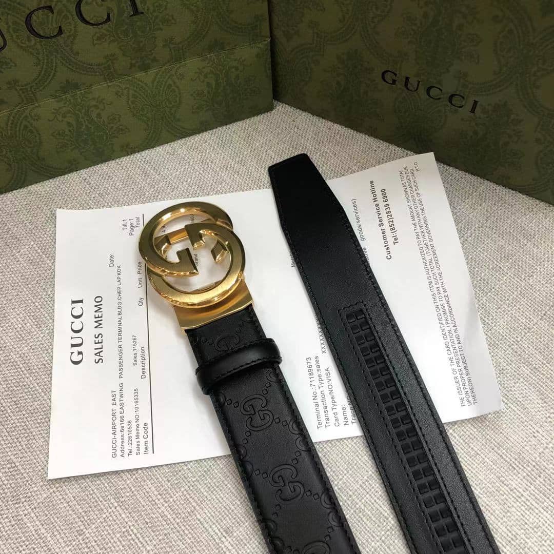 Fake Gucci Logo Belt 34mm - DEEPREPS