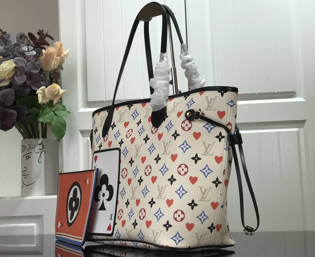 Louis Vuitton Game On Neverfull MM Tote Replica White M57462 - DEEPREPS