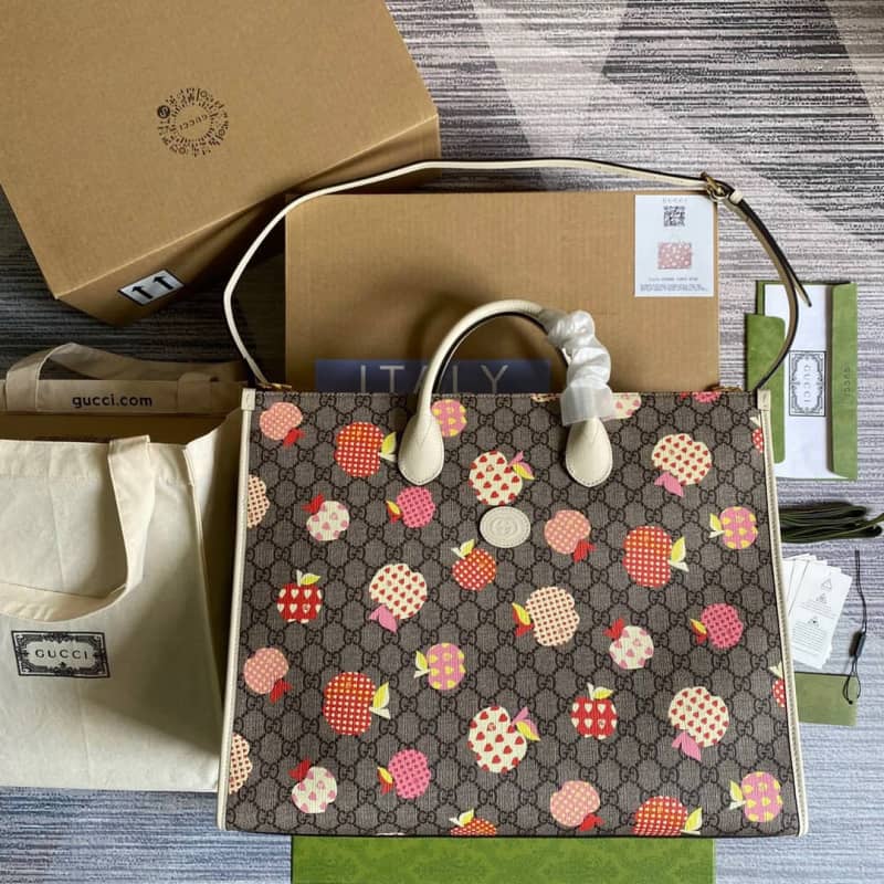 Gucci Les Pommes Large Tote Replica Gray 659980 - DEEPREPS