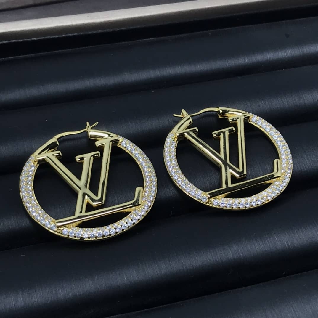 LV Hoop Earrings Dupe Logo - DEEPREPS
