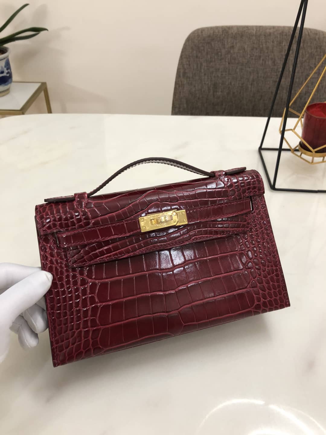 Hermes Kelly Dupe 22CM Crocodile Shiny Replica Bag - DEEPREPS