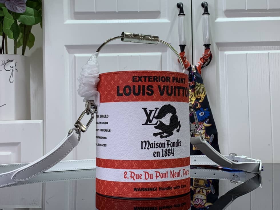 Louis Vuitton Paint Can Small Red M81595 Replica Bucket Bag - DEEPREPS