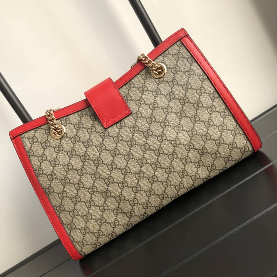 Gucci Padlock Medium GG Supreme Shoulder Bag Replica Brown Red 479197 - DEEPREPS