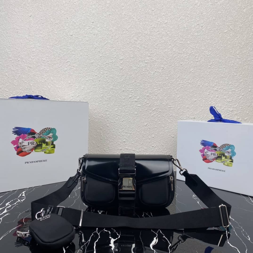 Prada Pocket Nylon And Brushed Leather Replica Bag - DEEPREPS