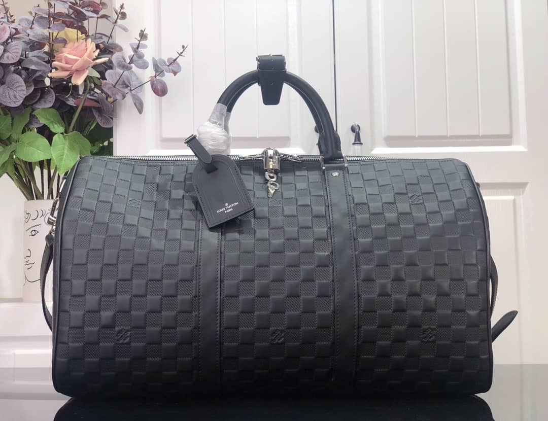 Louis Vuitton Keepall Bandouliere 45 Damier Amphini Boston Leather Bag Replica N41145 - DEEPREPS