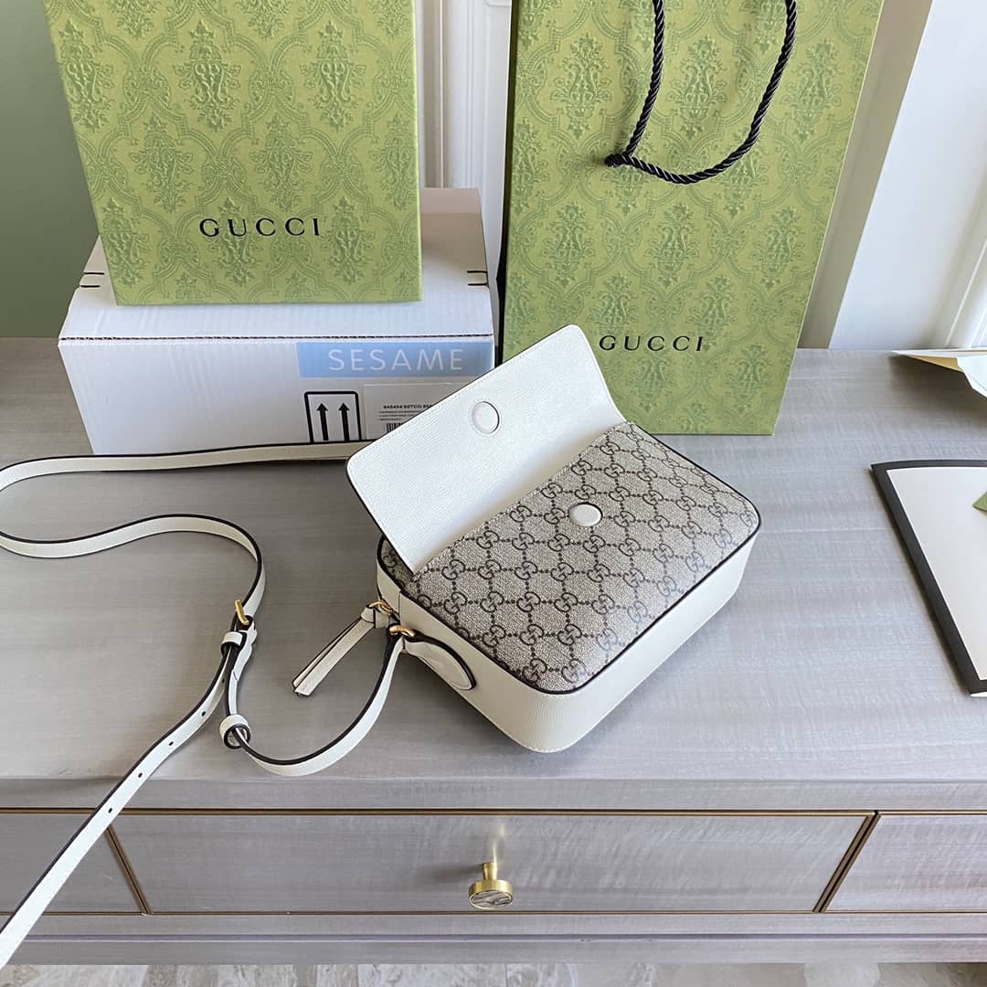 Gucci Horsebit 1955 GG Crossbody Bag Replica Gray White 645454 - DEEPREPS