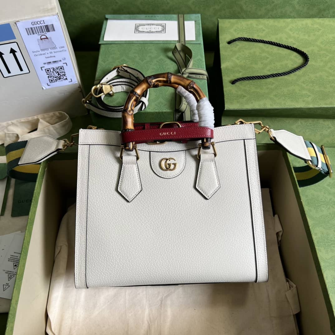 Gucci Diana Small Tote White 702721 Replica Bag - DEEPREPS