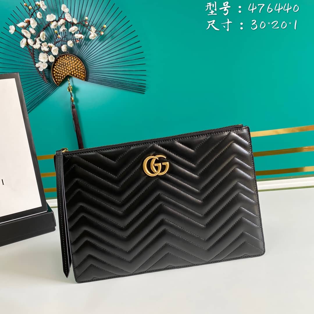 Gucci GG Marmont Leather Clutch Replica 476440 - DEEPREPS
