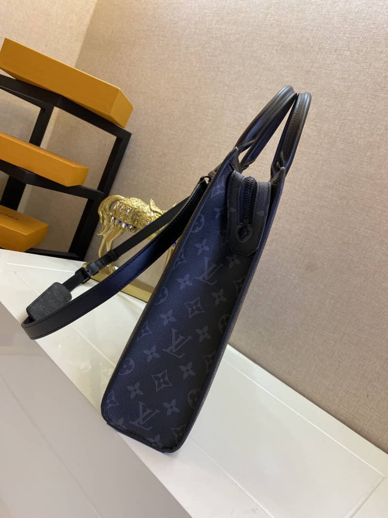 Louis Vuitton Monogram Eclipse Sac Plat Horizontal Zippe Bag Replica M45265 - DEEPREPS