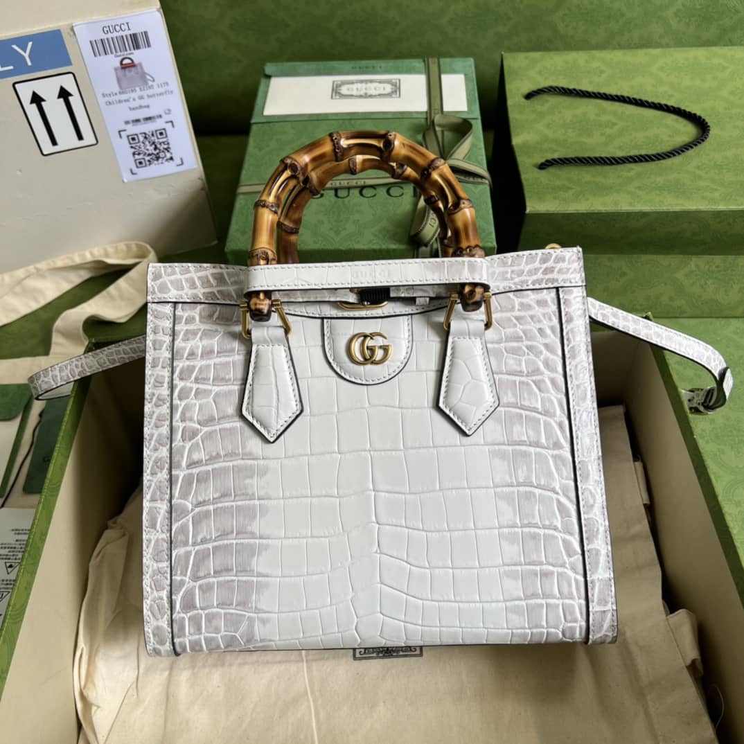Gucci Diana GG Leather Small White 660195 Replica Tote Bag - DEEPREPS