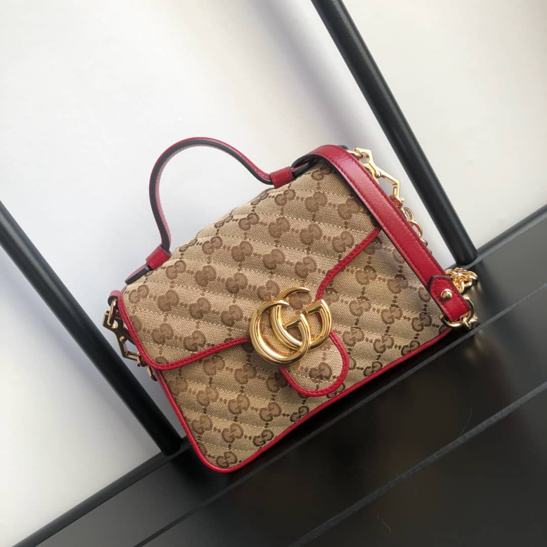 Gucci GG Marmont Mini Top Handle Bag Replica Red 583571 - DEEPREPS