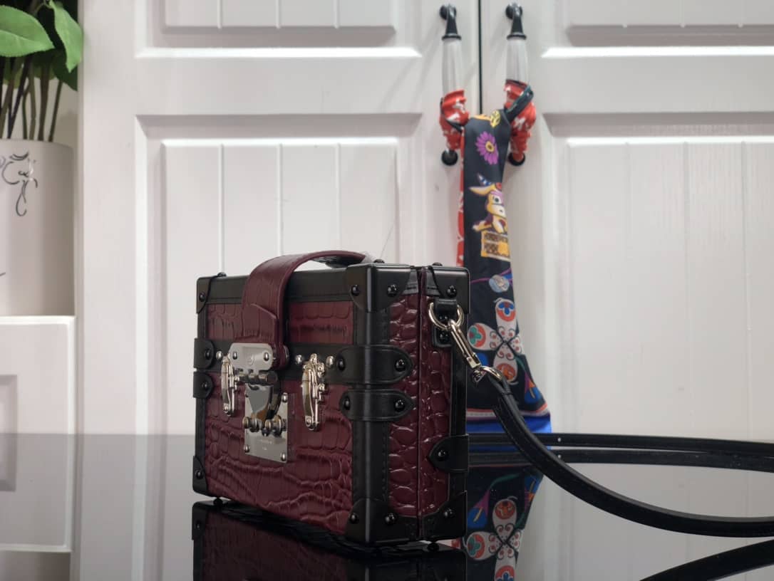 Louis Vuitton Petite Malle Brilliant Alligator Leather Replica Handbag Red N93817 - DEEPREPS