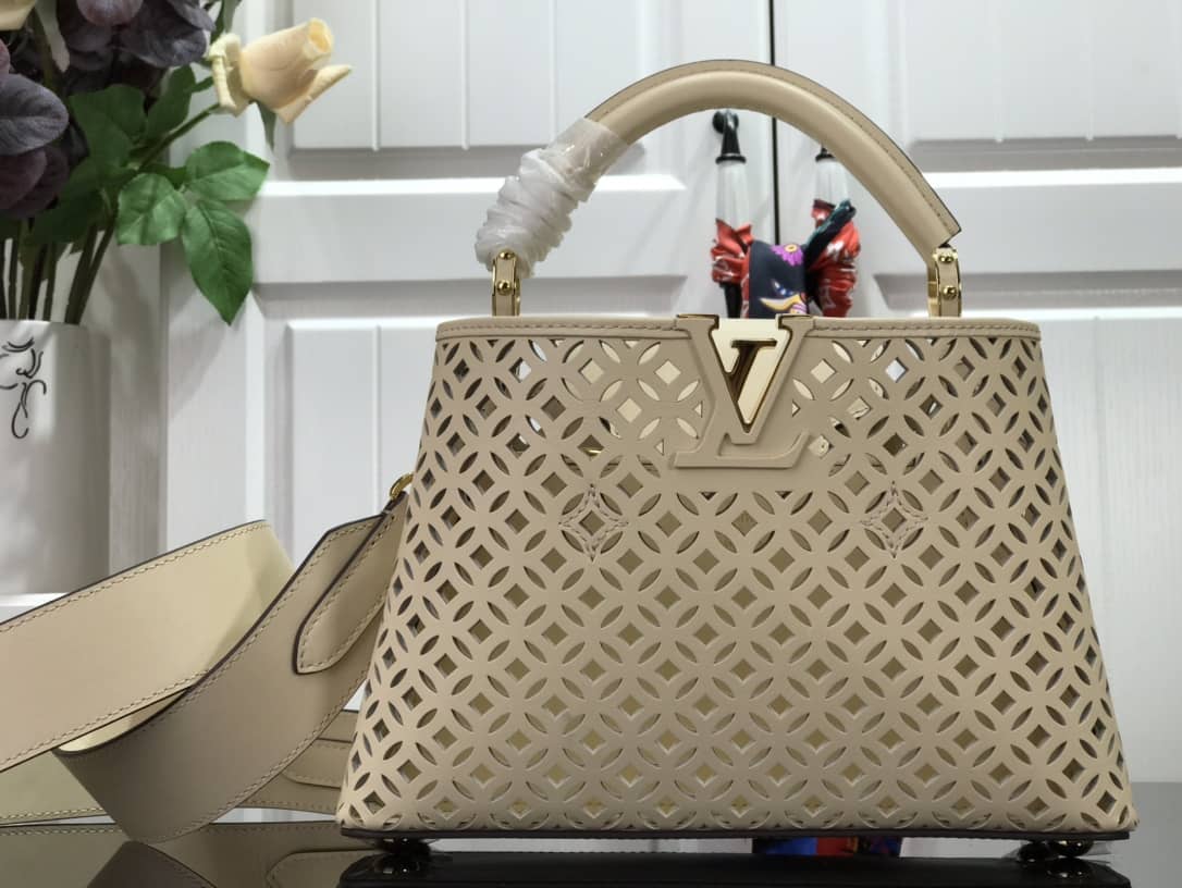 Louis Vuitton Capucines BB Cutout Leather Bag Replica Beige M57228 - DEEPREPS