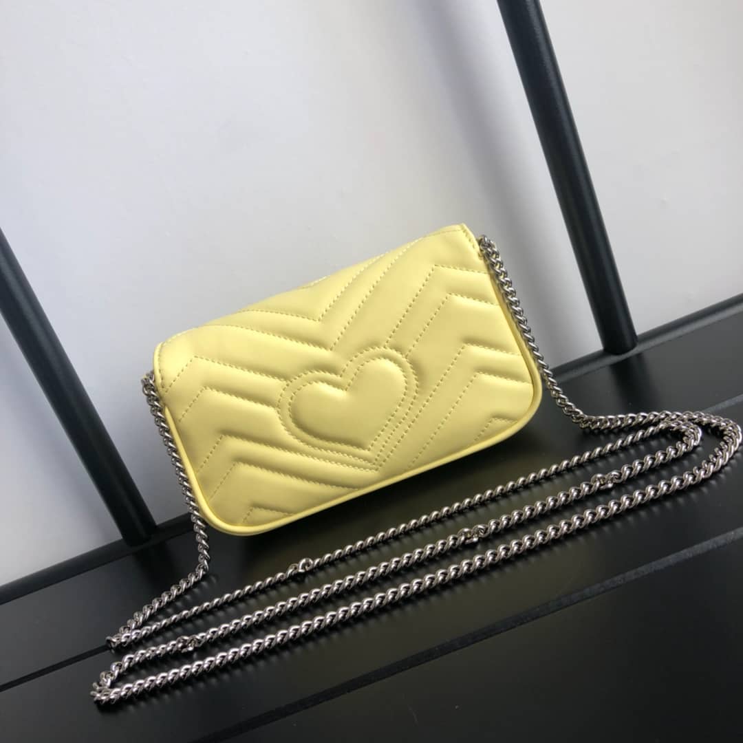 Gucci GG Marmont Matelasse Leather Mini Shoulder Bag Replica Yellow 476433 - DEEPREPS