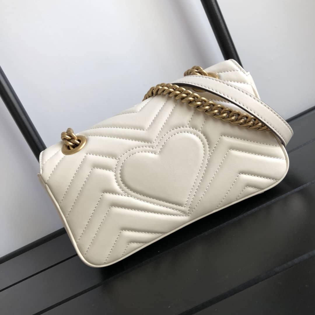 Gucci GG Marmont Mini Matelasse Shoulder Bag Replica White 446744 - DEEPREPS