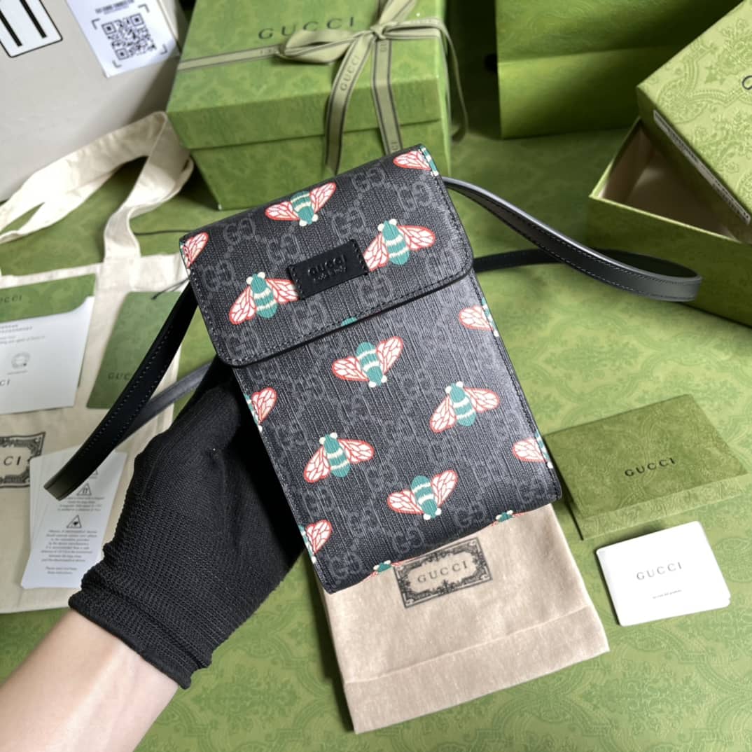 Gucci Scarab Logo Print Phone Bag Replica 673016 - DEEPREPS