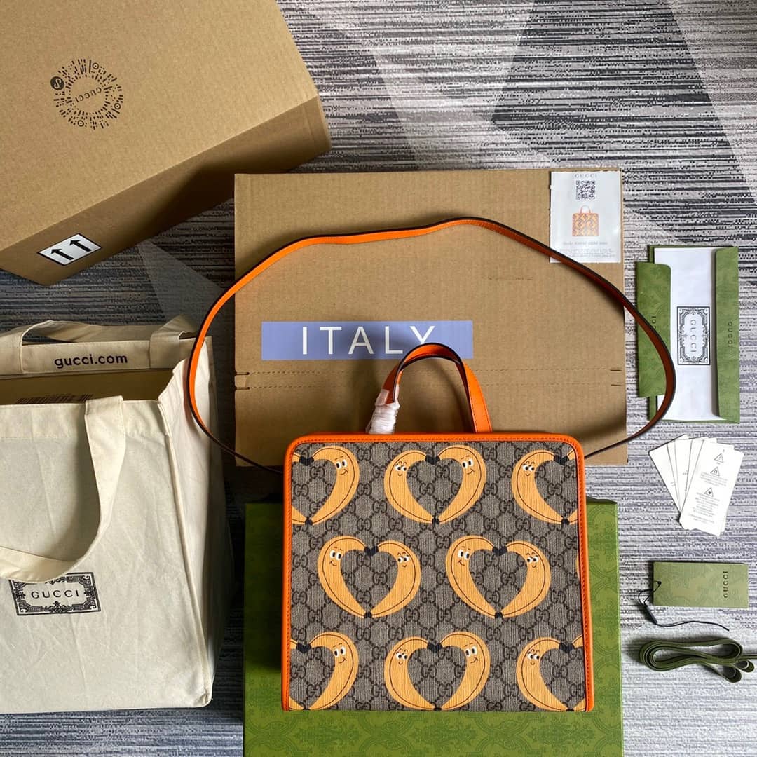 Gucci Supreme Canvas Children Yuko Higuchi Tote Replica Orange 630542 - DEEPREPS