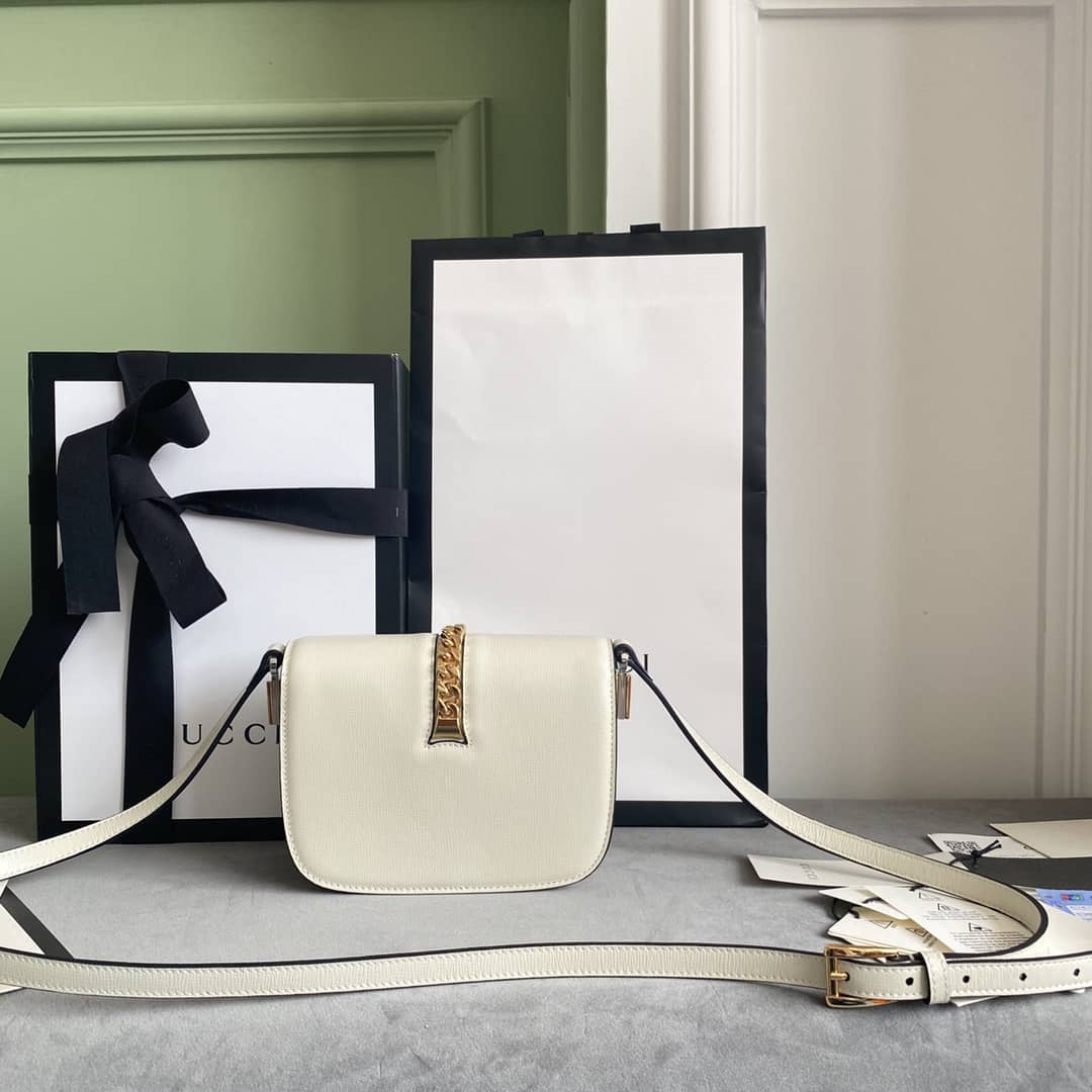 Gucci Ladies Mini Sylvie Shoulder Bag Replica White 615965 - DEEPREPS