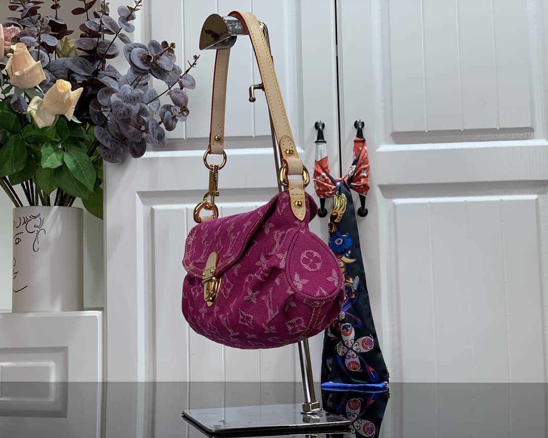 Louis Vuitton Monogram Denim Mini Pleaty Replica Shoulder Bag Pink M95050 - DEEPREPS