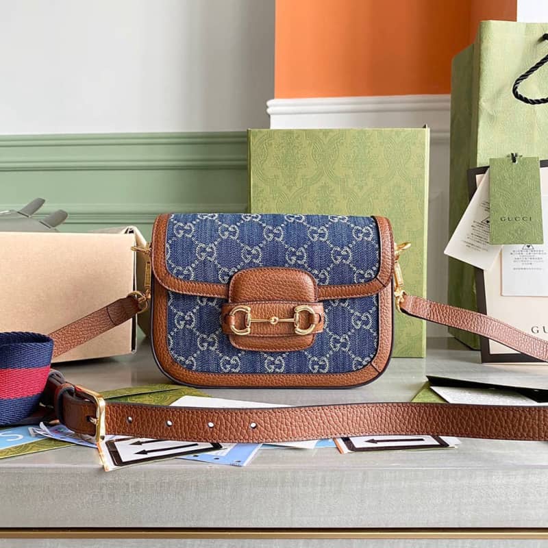 Gucci Horsebit 1955 Mini Bag Replica Blue 658574 - DEEPREPS