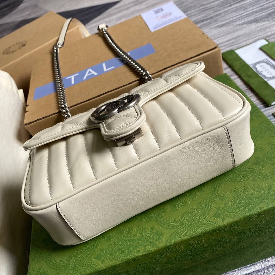 Gucci GG Marmont Mini Matelasse Shoulder Bag Replica White 446744 - DEEPREPS