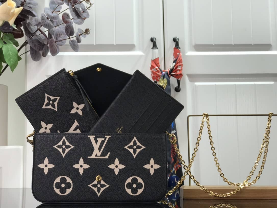 Louis Vuitton Bicolor Monogram Empreinte Replica Pochette Felice Black M69977 - DEEPREPS