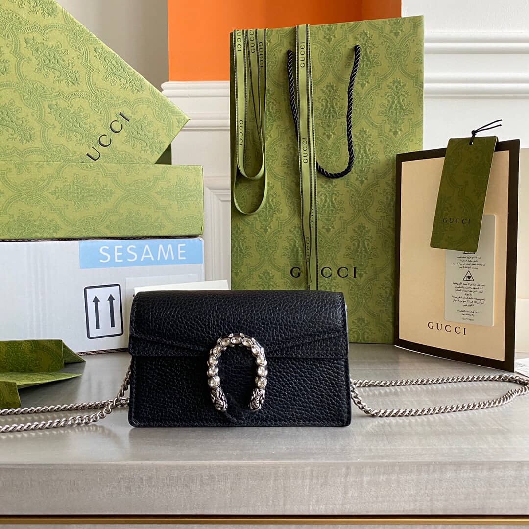 Gucci Dionysus GG Supreme Super Mini Bag Replica Black 476432 - DEEPREPS