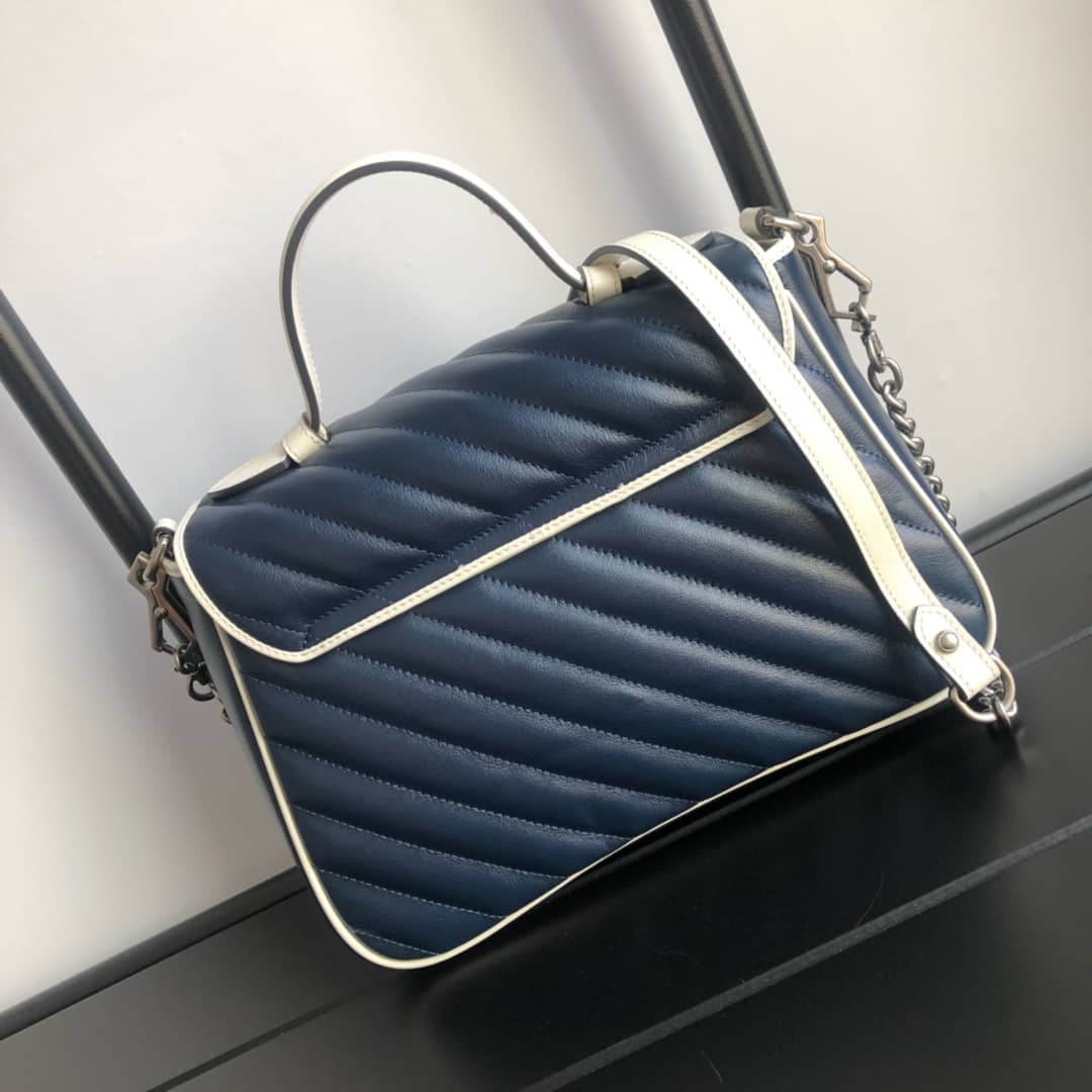 Gucci Marmont Dupe Small Handle Shoulder Bag Replica Blue 498110 - DEEPREPS