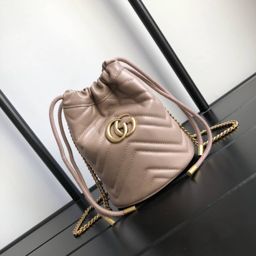 Gucci GG Marmont Mini Bucket Crossbody Bag Replica Pink 575163 - DEEPREPS