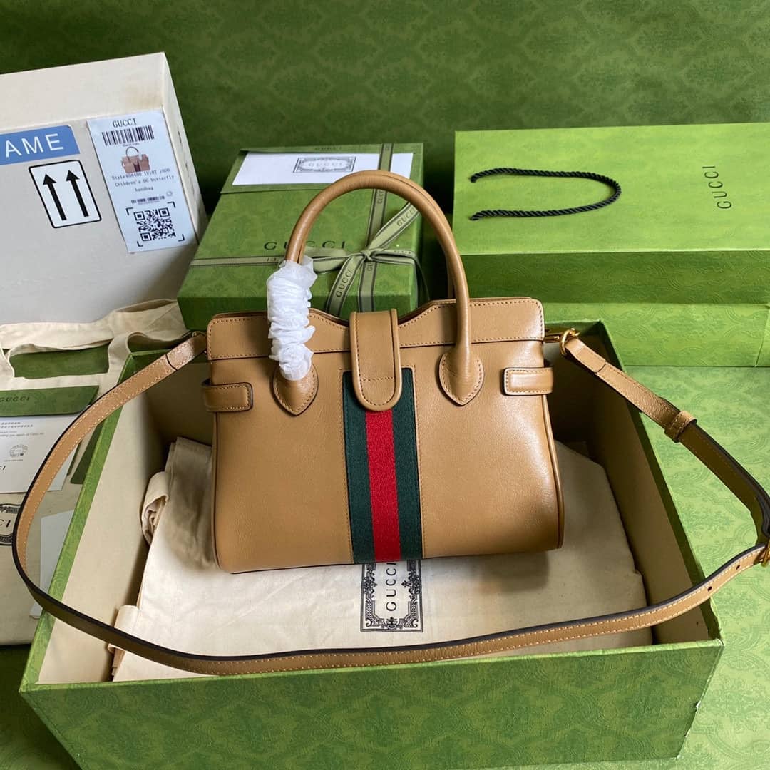 Gucci Small Top With Double G Leather Handle Replica Bag 658450 - DEEPREPS