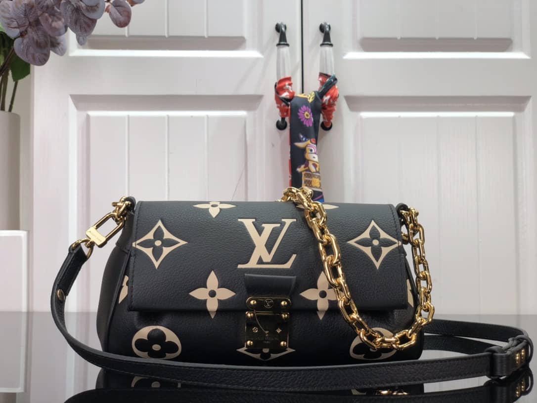 Louis Vuitton Favorite Monogram Empreinte Leather Replica Shoulder Bag Black M45836 - DEEPREPS