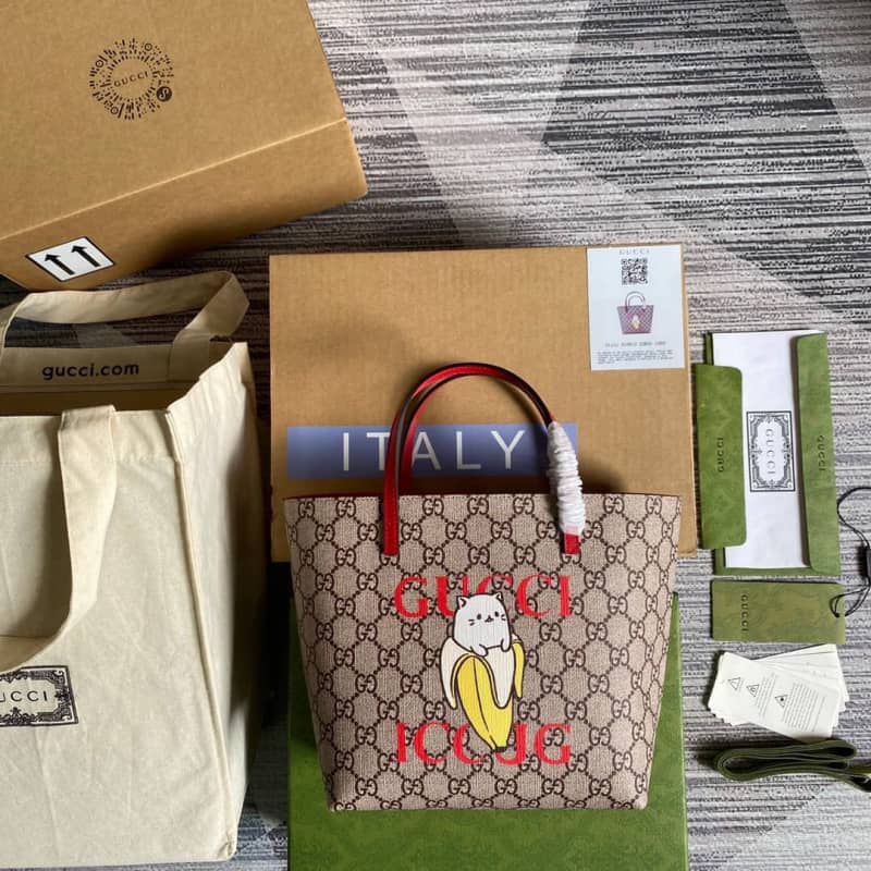 Gucci Children GG Supreme Canvas Replica Tote Brown 410812 - DEEPREPS