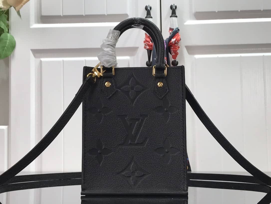 Louis Vuitton Monogram Petit Sac Plat 2Way Replica Shoulder Bag Black M69442 - DEEPREPS
