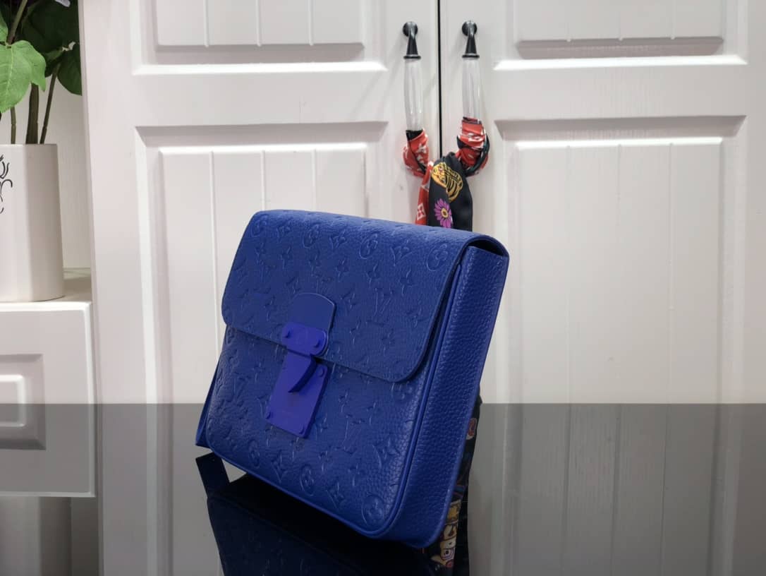 Louis Vuitton S Lock A4 Monogram Taurillon Cowhide Leather Pouch Replica Blue M80582 - DEEPREPS