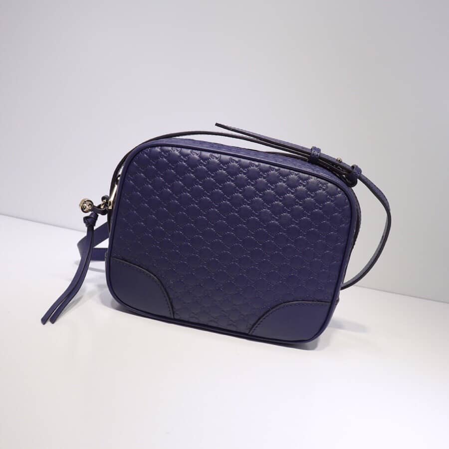 Gucci Bree Guccissima GG Leather Canvas Camera Bag Replica Blue 449413 - DEEPREPS