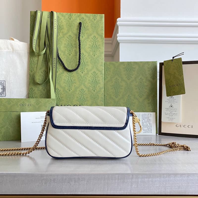 Gucci GG Marmont Mini Matelasse Leather Shoulder Bag Replica White 574969 - DEEPREPS