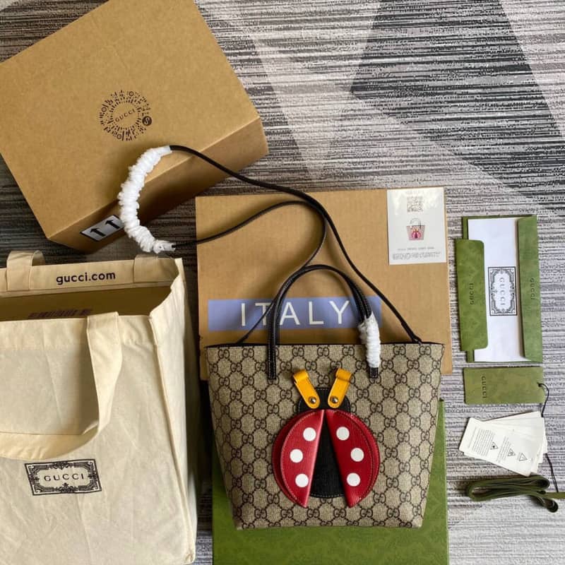 Gucci Ladybug Tote Replica Bag Brown 666288 - DEEPREPS